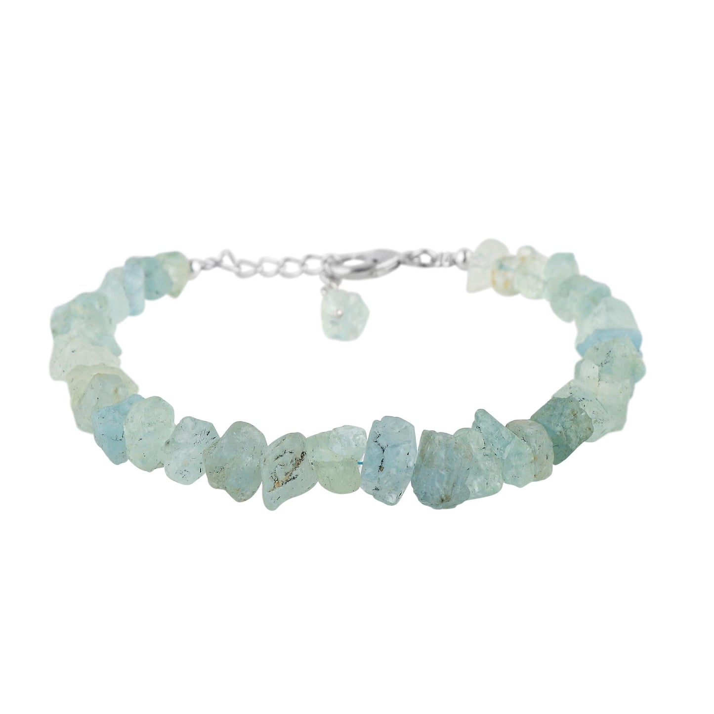 CRYSTALINES Natural Raw Aquamarine Gemstones Bracelets, Healing Crystals, Rough Stones, Handmade Women Jewelry, March Birthstones, Silver Chain-8inch, Christmas Women Gift
