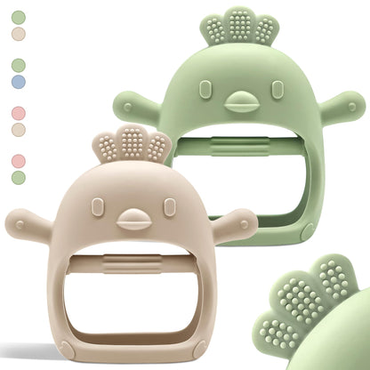 Komfy LilLove 2 Pack Baby Teething Toys for 0-6 & 6-12 Months, Food Grade Silicone Teething Mitten Anti-Drop Wrist Hand Teether, BPA Free, One-Piece, CPC Certified Baby Chew Toys for Sucking Needs