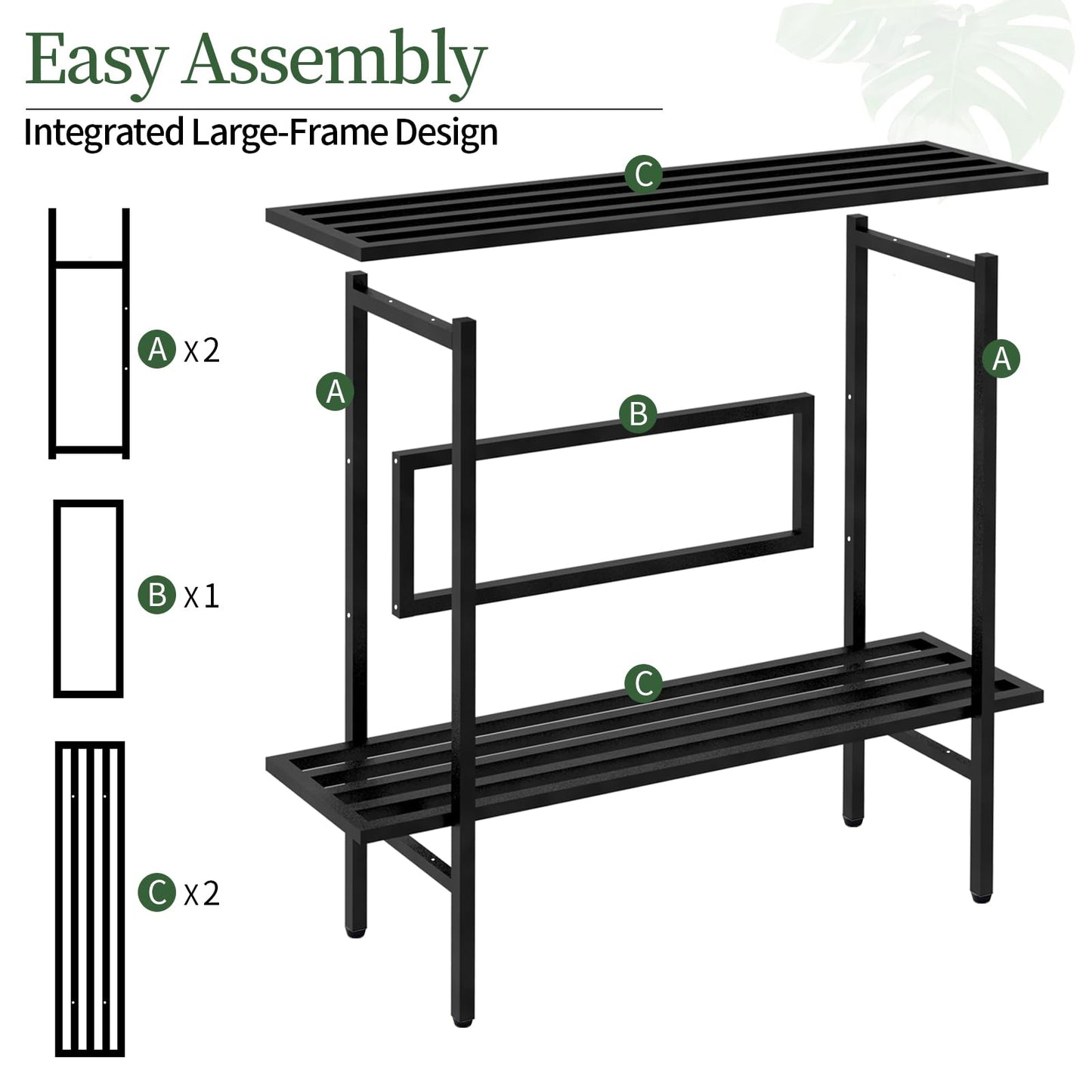 LLAXERGU Heavy Duty Plant Stand Outdoor Indoor, Large Metal Plant Stand 48" L x 10" W x 38" H Outdoor Plant Stands 2-Tier Flower Pot Stand 500 LBS Capacity for Patio Garden