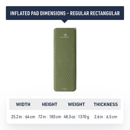 Sea to Summit Camp Plus Self-Inflating Foam Sleeping Mat for Camping - Rectangular - Regular (72 x 25.2 x 2.6 inches)