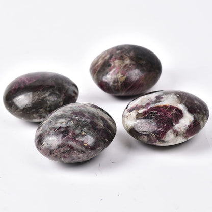 JIC Gem 2 Pcs Polished Rubellite Tourmaline Palm Stones Pocket Worry Stones Crystal Healing Irregular Gemstone Chakra Reiki 2 Inch