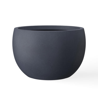 Kante 15.7" Dia Round Concrete Planter, Outdoor/Indoor Large Bowl Plant Pots with Drainage Hole and Rubber Plug for Garden Patio Balcony Home, Charcoal