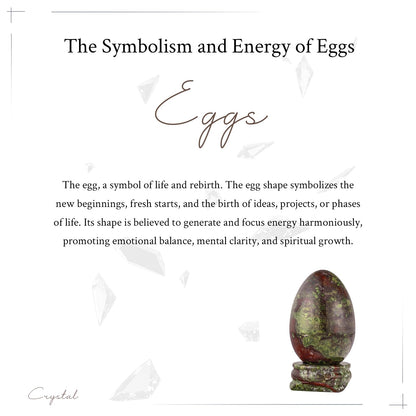 mookaitedecor Dragon Blood Jasper Crystal Egg with Stone Stand, Polished Gemstone Sphere Figurines for Divination and Home Decoration