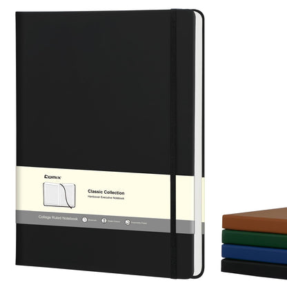 COMIX A4 Lined Journal Notebooks, 208 Pages, Large Size-8.5" x 11", Black, Hardcover Journaling Notebooks for Men & Women- Fits for Office, Business, School, Notes Taking & Writing