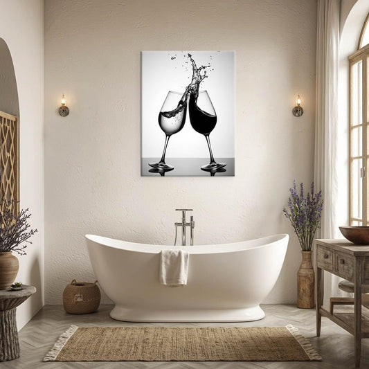 Novup Black And White Wine Splash Wall Art Canvas Print Decor Pictures Painting Modern Abstract Photography 18X24Inch