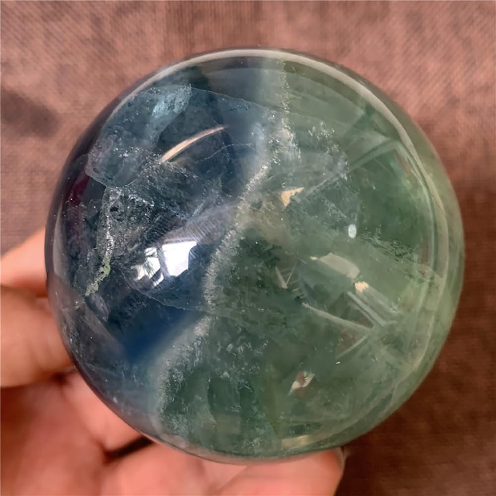 6-7CM/2.36-2.76inch Natural Crystal Ball Fluorite Sphere Polished Divination Ball Decorative Sphere Healing Crystals Ball Crafts Healing Stone Collect Gifts Home Decoration(Fluorite, 60-70mm)