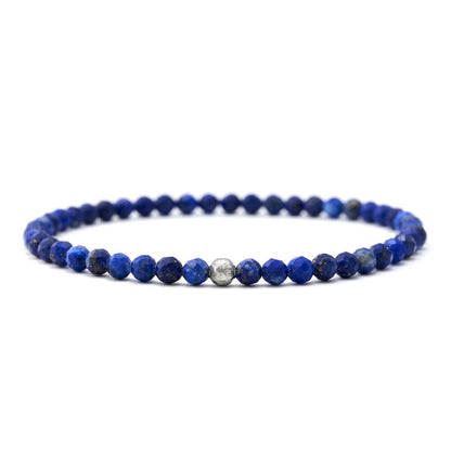 BERGERLIN Genuine lapis lazuli bracelet with 925 Sterling silver - real lapis lazuli bracelet with 4mm pearls, faceted - Size L