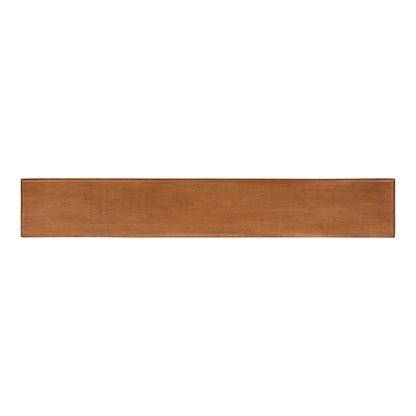 Kate and Laurel Alta Modern Wall Shelf with Hooks; 36 x 5 x 5; Walnut Brown; Decorative Entryway Shelf with 5 Hanging Hooks