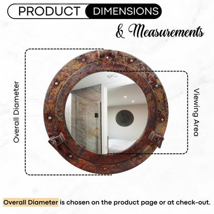 Nagina International Rustic Copper Shipwrecked Premium Nautical Porthole Mirror | Nautical Bathroom Mirrors (8 Inches, Aluminum Mirror)