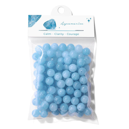 Raicegs 100pcs 8mm Aquamarine Beads Natural Gemstone Beads Round Loose Beads for Jewelry Making DIY Bracelets Necklace