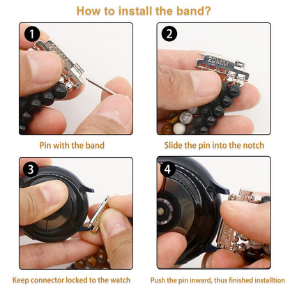LuReen Beaded Bracelet Band Compatible with Galaxy Watch 7/6/5/4 40mm 44mm/Watch 6 Classic 43mm 47mm/Watch 5 Pro 45mm/Watch 4 Classic/Active 2 Band, 20mm Elastic Stretchy Strap Wristband for Women