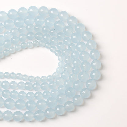10mm 36pcs Natural Aquamarine Blue Jade Stone Beads for Jewelry Making DIY Bracelet Necklace Accessories Crystal Energy Healing Power Stone Beads(Aquamarine Blue Jade, 10mm)