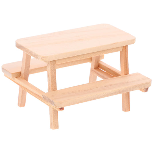 OATIPHO 1:12 Scale Mini Wooden Picnic Table, Unfinished Miniature Dollhouse Furniture Outdoor Accessories, Patio Desk Prop for Fairy Garden, DIY Crafts 3-4 Inch Figures