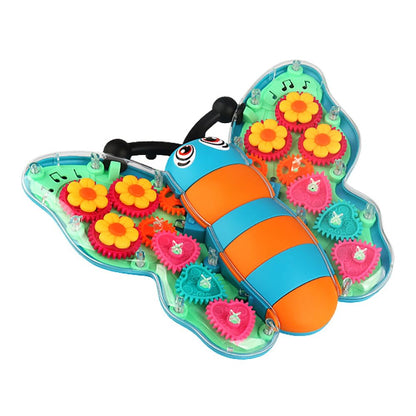 Miracland Transparent Gear Butterfly Toy, Light-up Bump & Go Car Toy Toddler Musical Toy 3D Gears Butterfly Crawling Toy for Kids with Lights and Music