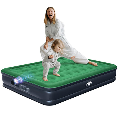 AYAMAYA Queen Camping Air Mattress with Built-in Rechargeable & Detachable Pump, 10" Height Inflatable Blow Up Airbed, Portable Self Inflating Sleeping Pad for Tents, Outdoor, Travel, Home, Guests