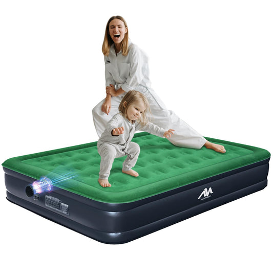 AYAMAYA Queen Camping Air Mattress with Built-in Rechargeable & Detachable Pump, 10" Height Inflatable Blow Up Airbed, Portable Self Inflating Sleeping Pad for Tents, Outdoor, Travel, Home, Guests