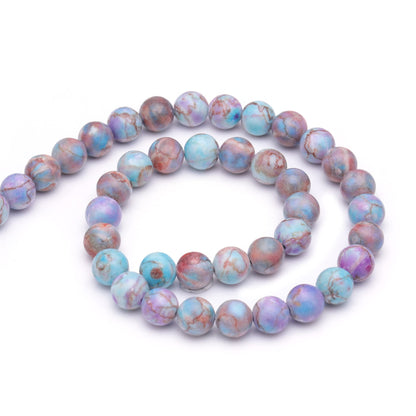 Youngbling Natural Gemstone Beads for Jewelry Making,8mm Purple Jasper Polished Round Smooth Stone Beads,Genuine Real Stone for Bracelet Necklace 15 Inch