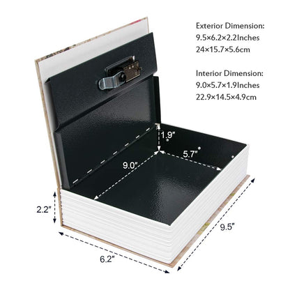 KYODOLED Diversion Book Safe with Combination Lock, Secret Safe Metal Lock Box, Money Storage Collection Box,9.5" x 6.2" x 2.2",France