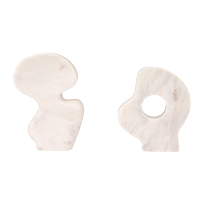Decorative Abstract Marble Sculptures, Set of 2 Styles, White