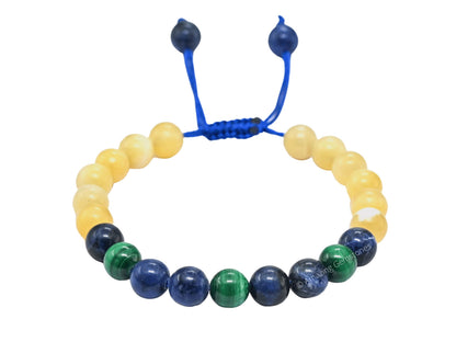 Amazing Gemstone Diabetic Support Bracelet - Yellow Calcite Sodalite Malachite Bracelet Set for Men Women Healing Calming Anxiety Stress Relief Gifts Pulseras Para Hombres Mujer Stocking Stuffers
