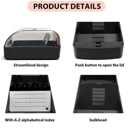 Daphilly Business Card Holder for Desk, Business Card Holder Organizer, Credit Card Organizer Case File Index Card Box Storage,with A-Z Tabs, Storage up to 350 Cards