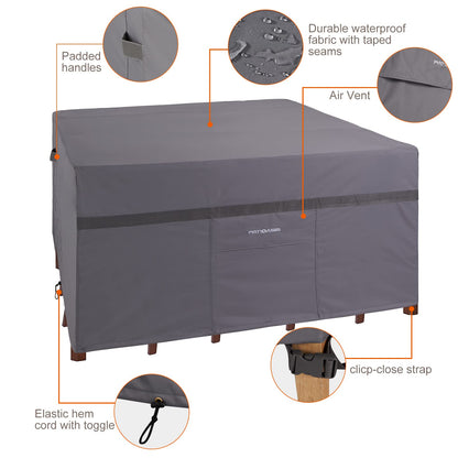 Waterproof Square Patio Table and Chair Covers 48''L x 48''W x 29''H 600D Heavy Duty Outdoor Furniture Cover for Square Firepit Table Set Windproof UV-Resistant Small Patio Cover