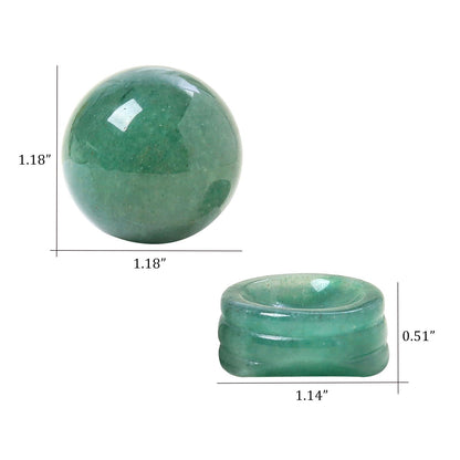 Casaper Natural Green Aventurine Ball with Stone Stand, Healing Crystal Sphere for Home Fengshui Yoga Meditation, Reiki Energy Balancing 1.18”(30mm)