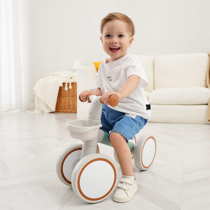 KidRoller Kid's Balance Bikes for 1 Year Old Boys and Girls, 12-24 Months Toddler Ride-on with Adjustable Seat and a Front Basket, First Birthday Gifts (White)