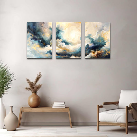 TTHYUEWS Canvas Wall Art - Modern & Minimalist Abstract Ink Paintings - Framed Canvas Prints for Living Room, Bedroom, Office & Bathroom - 3 Piece Set