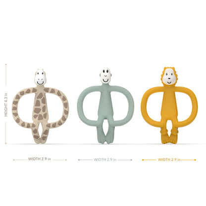 Matchstick Monkey 3-Pack Animal Teether Gift Set – BPA-Free Silicone for Teething Relief, Fine Motor Skills, Sensory Stimulation, Baby Oral Care, 3+ Months, Ludo Lion, Gigi Giraffe & Monkey