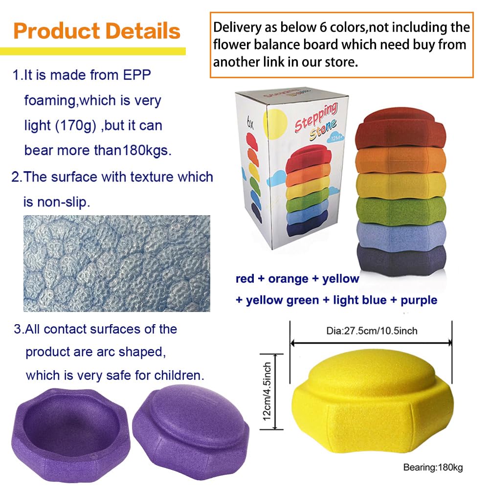 Balance Stepping Stones for Kids(6pcs/set),Kids Stepping Stones,Toddler Stepping Stones,Stepping Stones for Toddlers,Balance Stepping Stones Kids,Sensory Stepping Stones,Kids Stepping Stones Balance