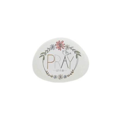 Pavilion Gift Company - Pray - 4" Garden Stone Outdoor Indoor Prayer Faith Religion Faithful Religious Ornamental Weatherproof Stone Home Garden Decor