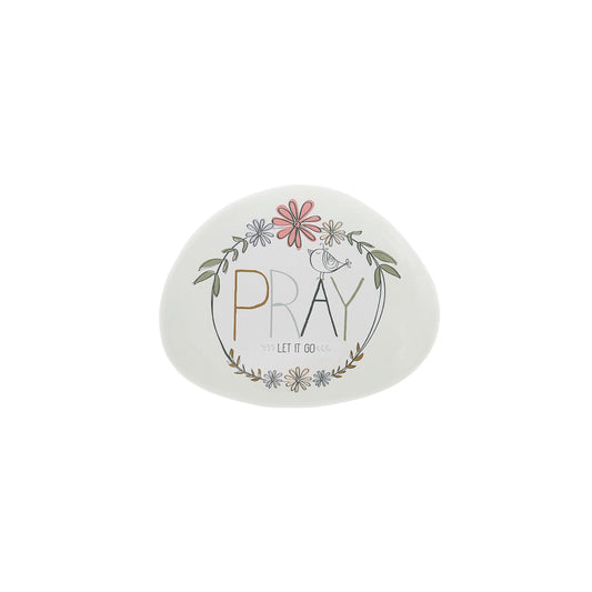 Pavilion Gift Company - Pray - 4" Garden Stone Outdoor Indoor Prayer Faith Religion Faithful Religious Ornamental Weatherproof Stone Home Garden Decor