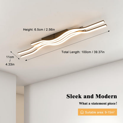 Guang Shuo Black Hallway Light Acrylic Modern LED Ceiling Light Fixtures Dimmable Close to Ceiling Lights for Bedroom Bathroom Kitchen Balcony Curved Creative Design Ceiling Lamps