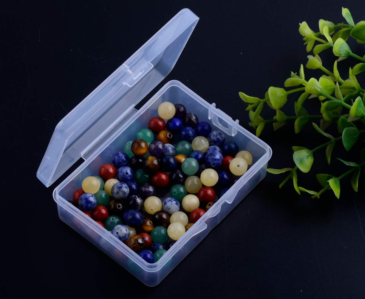 Cmidy 7 Chakra Natural Stone Beads 100pcs 10mm Round Genuine Real Stone Beading Loose Gemstone Mixed DIY Smooth Beads for Bracelet Necklace Earrings Jewelry Making