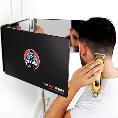 The 360 Mirror - 3 Way Mirror for Self Hair Cutting - Adjustable Trifold Barber Miror to Cut Your Own Hair - Tri Fold Self Haircut System for Men and Women Braiding - Three Sided Miror for Haircuts