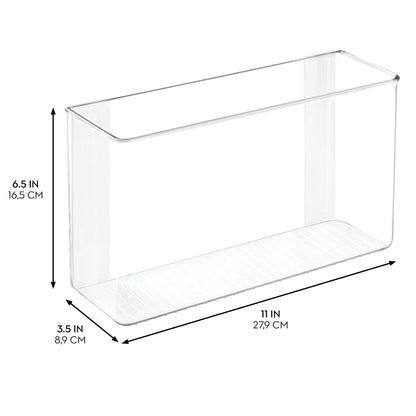 iDesign AFFIXX Plastic Wall Mount Organizer for Kitchen Bathroom, Office, Bedroom, Garage, Craft Room, 3.5" x 11" x 6.5", Clear