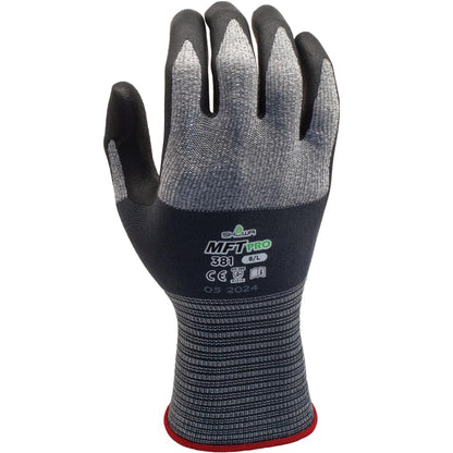 SHOWA MFT PRO 381 Foam Nitrile Palm Coated General Purpose Work Glove with Microfiber Liner, 13-Gauge, Large (12 Pair)