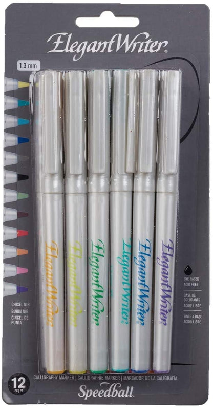 Speedball Art Products Elegant Writer Calligraphy Marker Set (12 Pack), 1.3mm (2821)