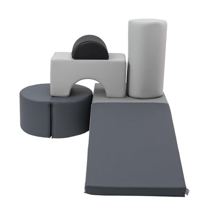 FDP SoftScape Playtime and Climb Multipurpose Playset for Infants, Toddlers 10m-2yrs Climber and Block Play, Learn Gross Motor Skills at Home or Daycare (6-Piece) - Gray/Light Gray, 12364-GYLG