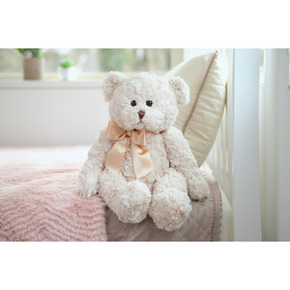 Bearington Huggles Creamy White Teddy Bear Stuffed Animal Toy - 16" Soft-Fur Teddy Bear Plushies with Satin Bow - Cuddly Stuffed Bears Plush Gift for Birthday, Anniversary, Holiday, or Graduation