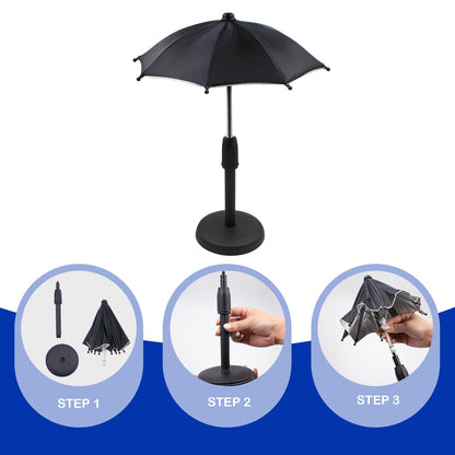 2 PCS Mini Sun Shade Umbrella with Heavy Duty Base, Mini Pool Umbrella to Keep Your Drinks Cold and Prevent Overheated Phone, Portable Foldable Drink Shade for Pool, Beach, Camping, Patio (10.6in)
