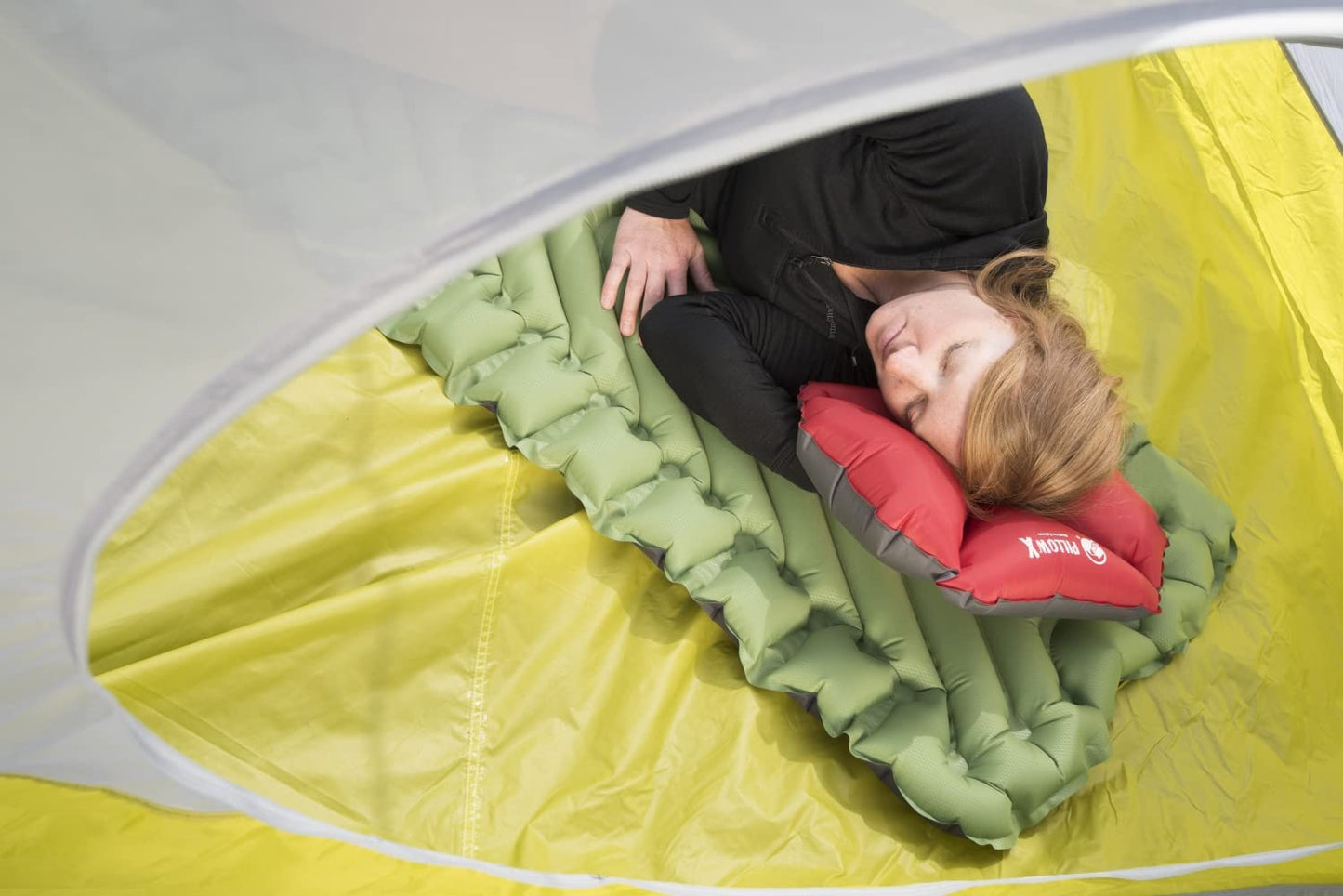 KLYMIT Static V Lightweight Inflatable Sleeping Pad | Comfortable, Lightweight, Easy to Inflate Portable Air Bed Mattress for Camping, Backpacking and Hiking — Green