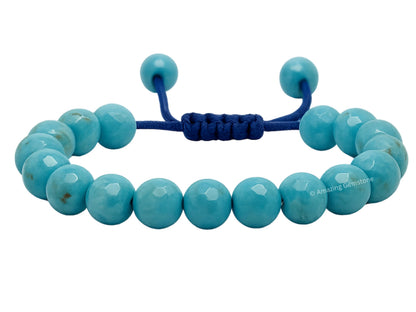 Amazing Gemstone Turquoise Bracelet for Women - Chakra Mens Bracelet Protection Crystals and Healing Stones - Blessing Spiritual Meditation Stocking (Faceted Beaded Bracelet, Adjustable)