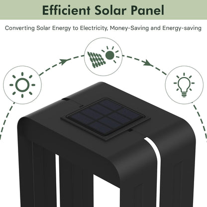 Grand patio Outdoor Solar Wall Sconce Shelf Planter, Decor LED Waterproof Wall Light Lamp with Woodgrain for Patio, Porch, Solar Energy, Black (S-Rectangle)