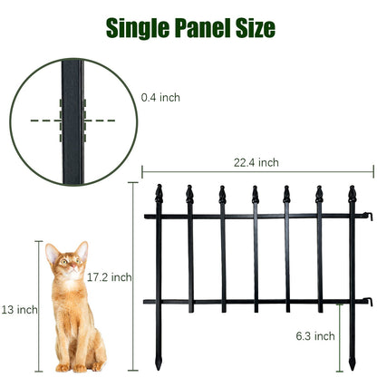 Thealyn Metal Decorative Garden Fence 22" Wide x 18" High (5 Panels, Total Length 9.17 feet), Metal Border Folding Fence, Landscape Fencing for Flower Bed, Yard, Animal Barrier