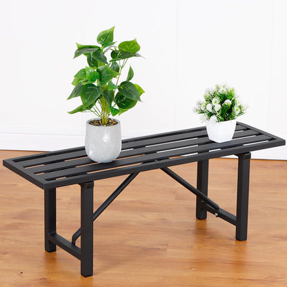 DHYGOTFUR Plant Stand - Indoor/Outdoor Extra-Sturdy Aluminum Plant Stand with 300 LBS Capacity (L37.8 x W11.4 x H13.8 inch)