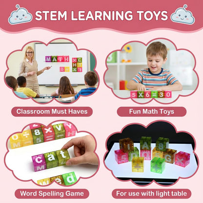 XNYV Magnetic Alphabet Blocks 40pcs - Educational STEM Learning Toys for Kids 3-8 | Portable Travel Letter Number Math Kit | Montessori Preschool Gifts Boys Girls