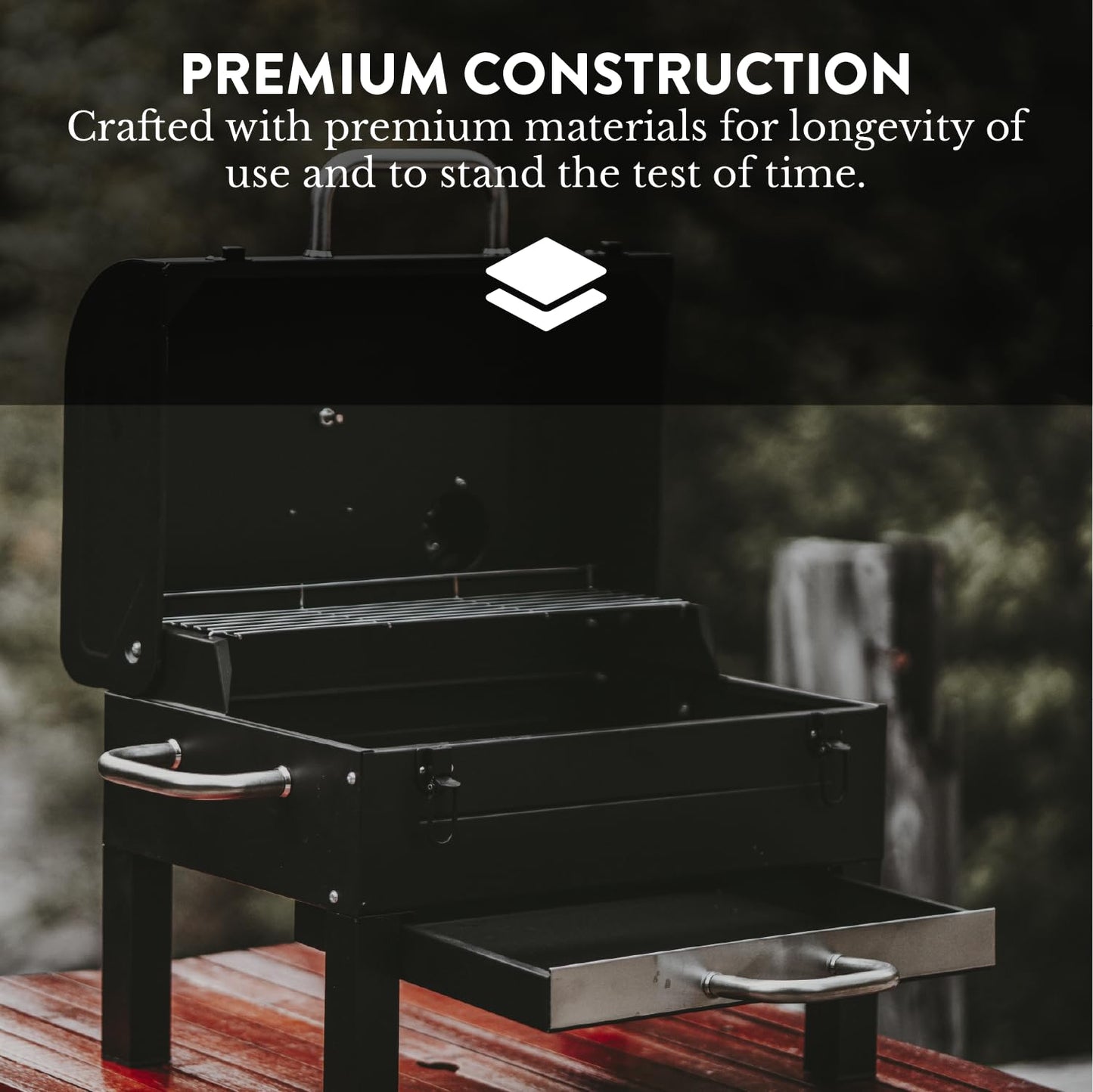 GasOne Portable Tabletop BBQ Grill - 18-inch, 2-Tiered, Side Handles & Lid - Compact Charcoal Grill for Picnic & Tailgate