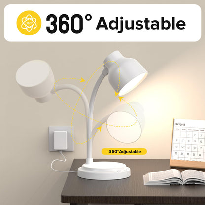LED Desk Lamp With 96 LEDs,High lumens Table lamp,Desk Lamp for Office Home,4 Brightness Dimmable Flexible Table Lamp,Reading Light with a Timer Function for Bedside, Office, and Study Desk Use(White)